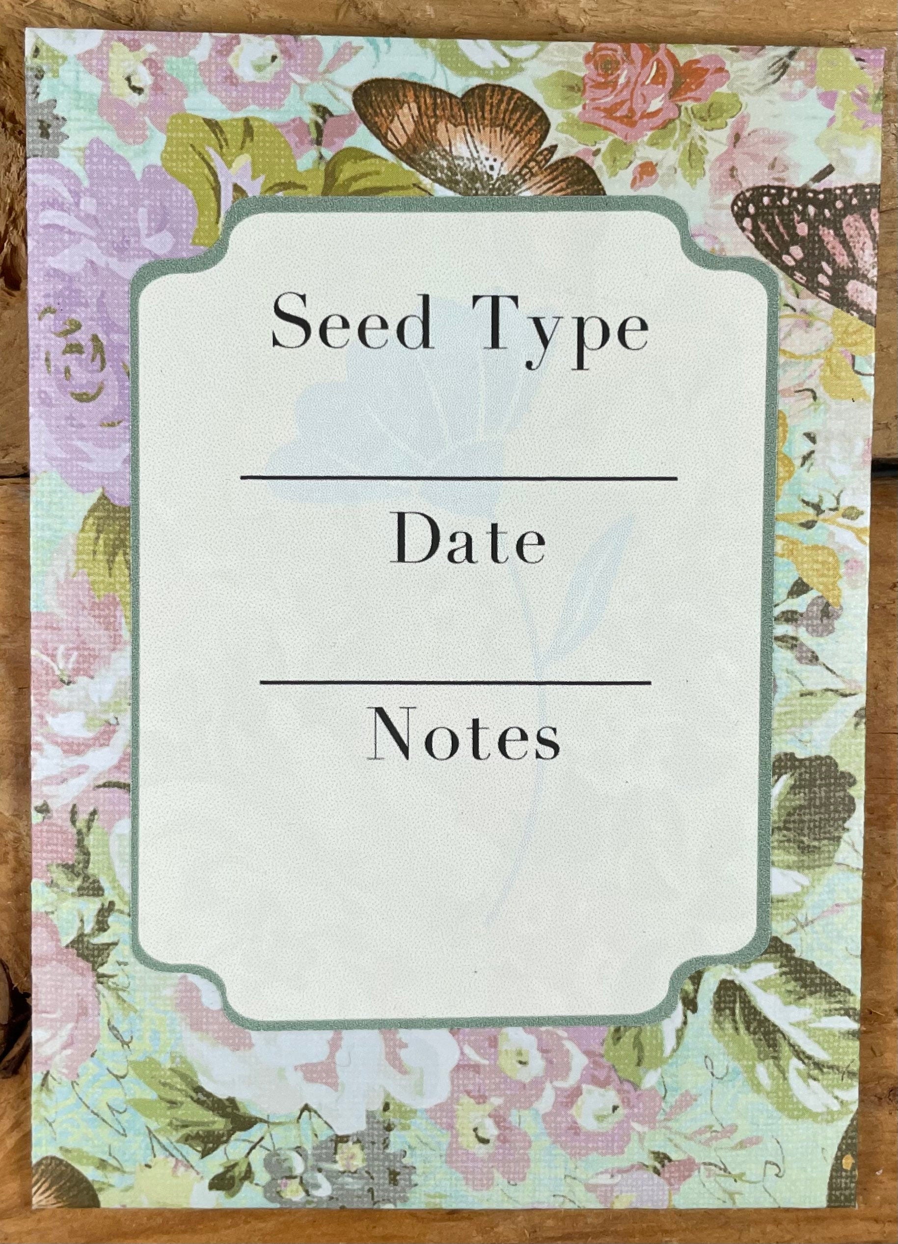 Rustic Pine Wood Seed Oragnizer with Seed Packets & Dividers for Garden Seeds