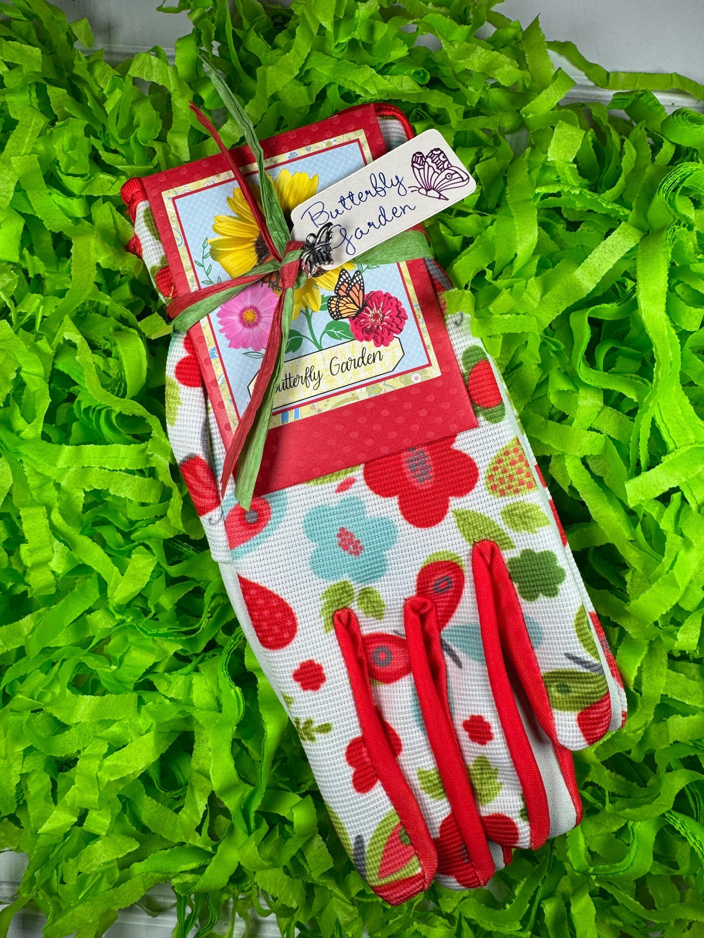 Butterfly Garden Gift Set – Gloves & Flower Seeds for Pollinators, Personalized Gardening Gift