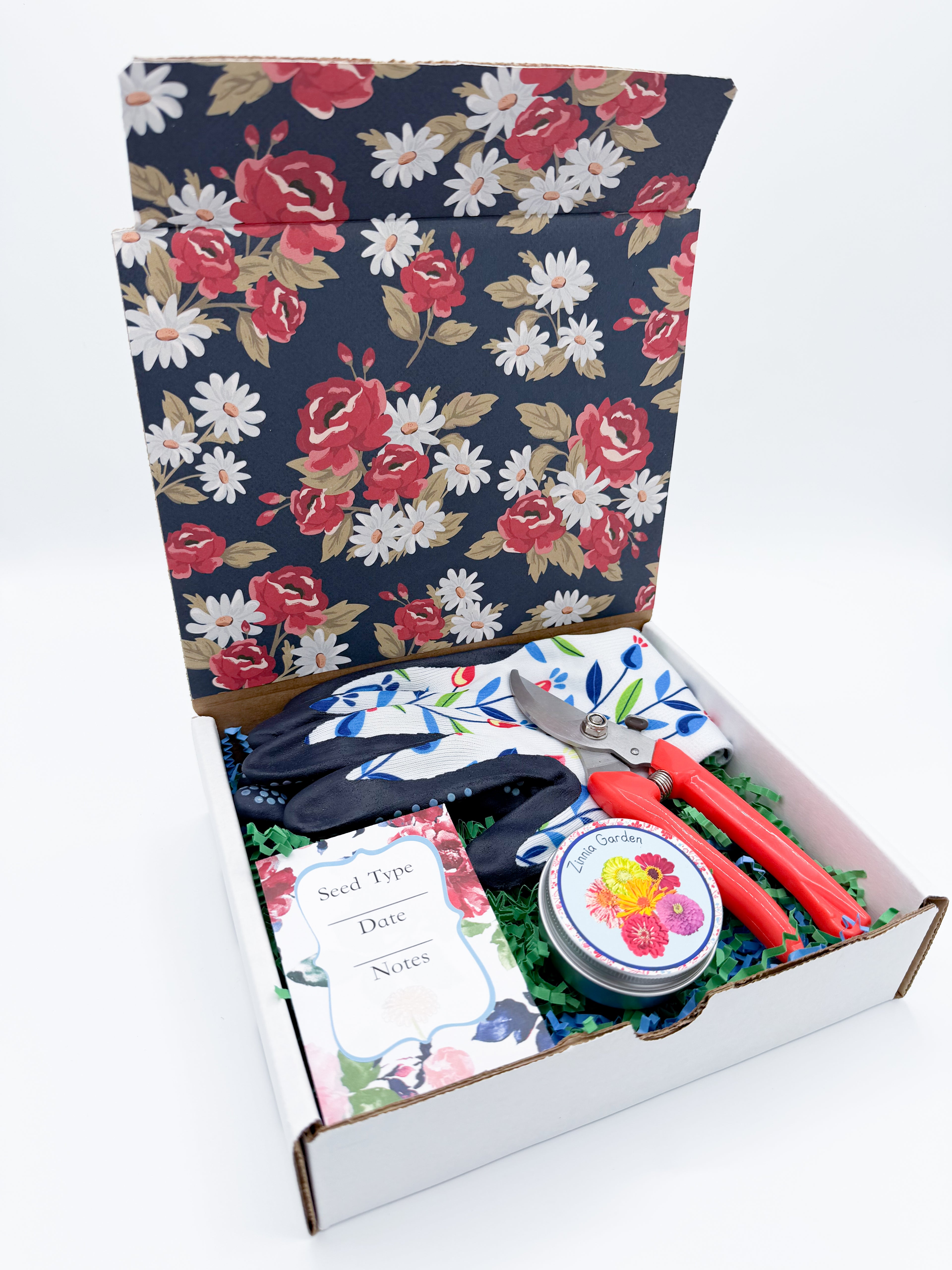 Zinnia Garden Gift Box with Seeds, Gloves & Shears – Flower Seed Kit for Gardeners
