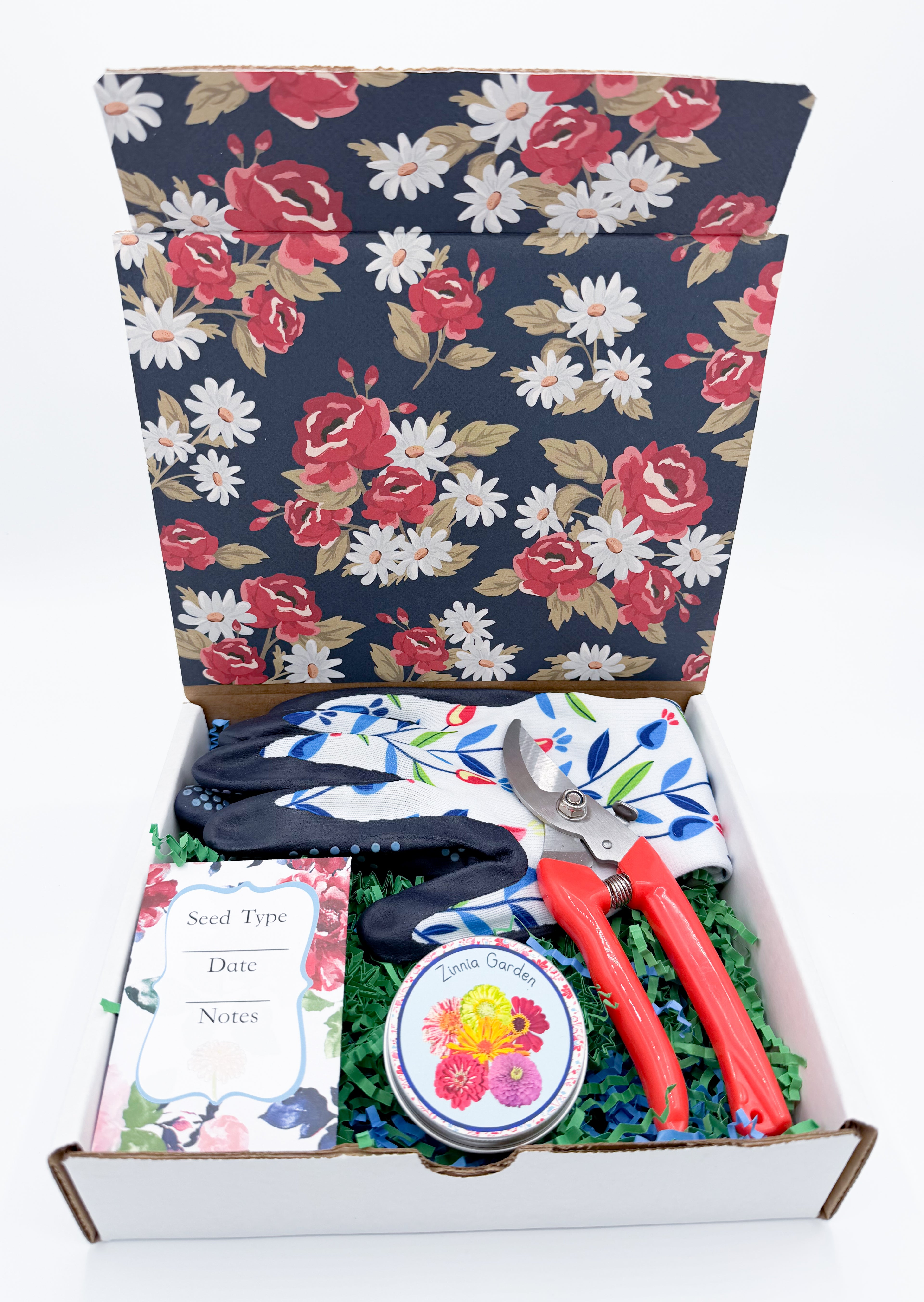 Zinnia Garden Gift Box with Seeds, Gloves & Shears – Flower Seed Kit for Gardeners