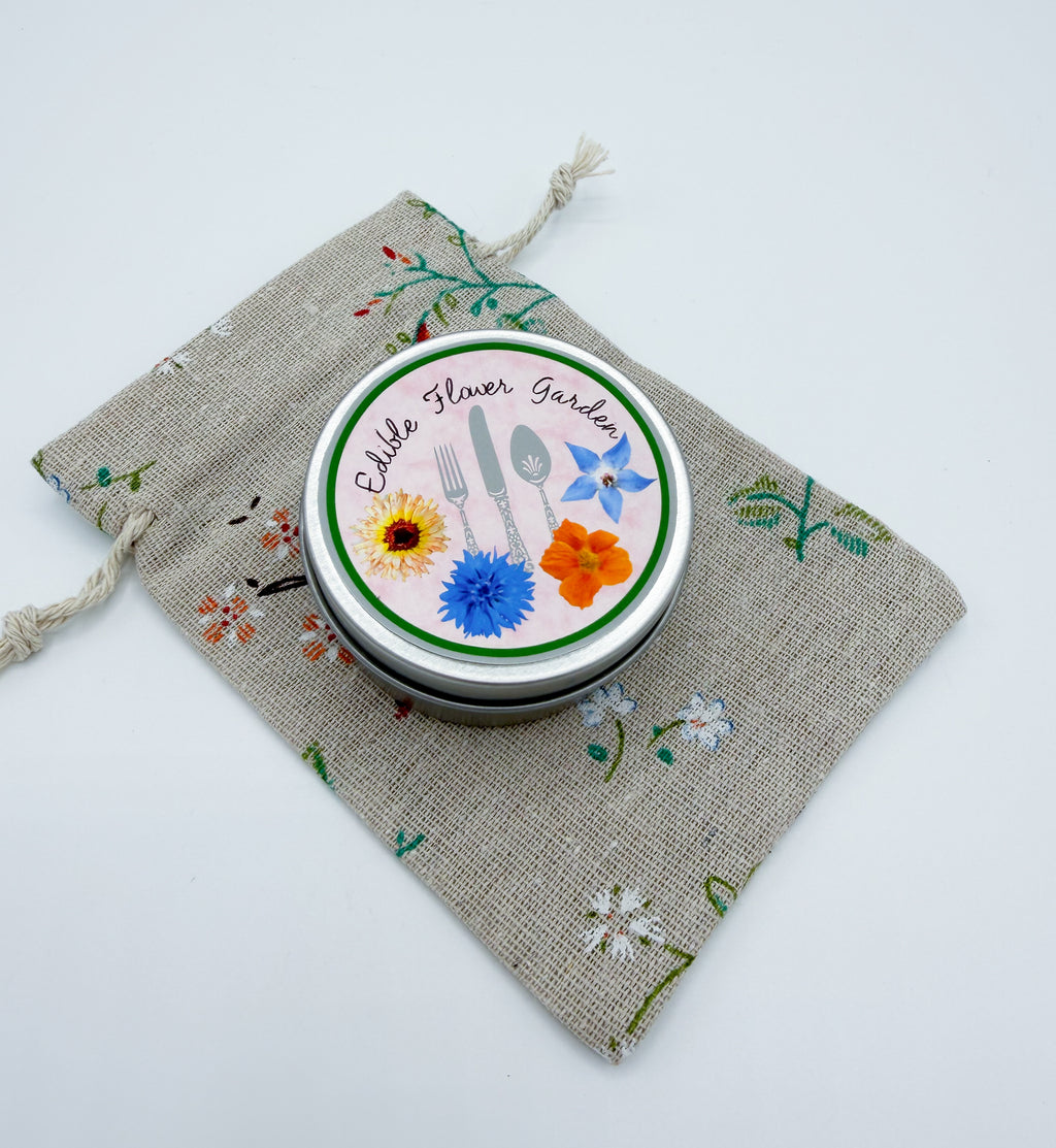 Edible Flower Garden Gift Tin – Borage, Calendula, Cornflower & Nasturtium Seeds
