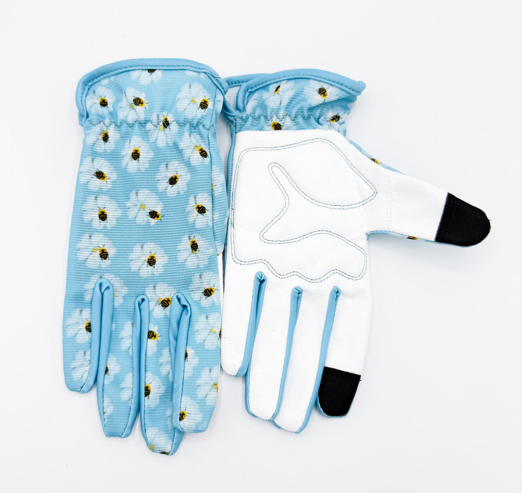 Bee Print Garden Gloves for Women – Medium Synthetic Leather