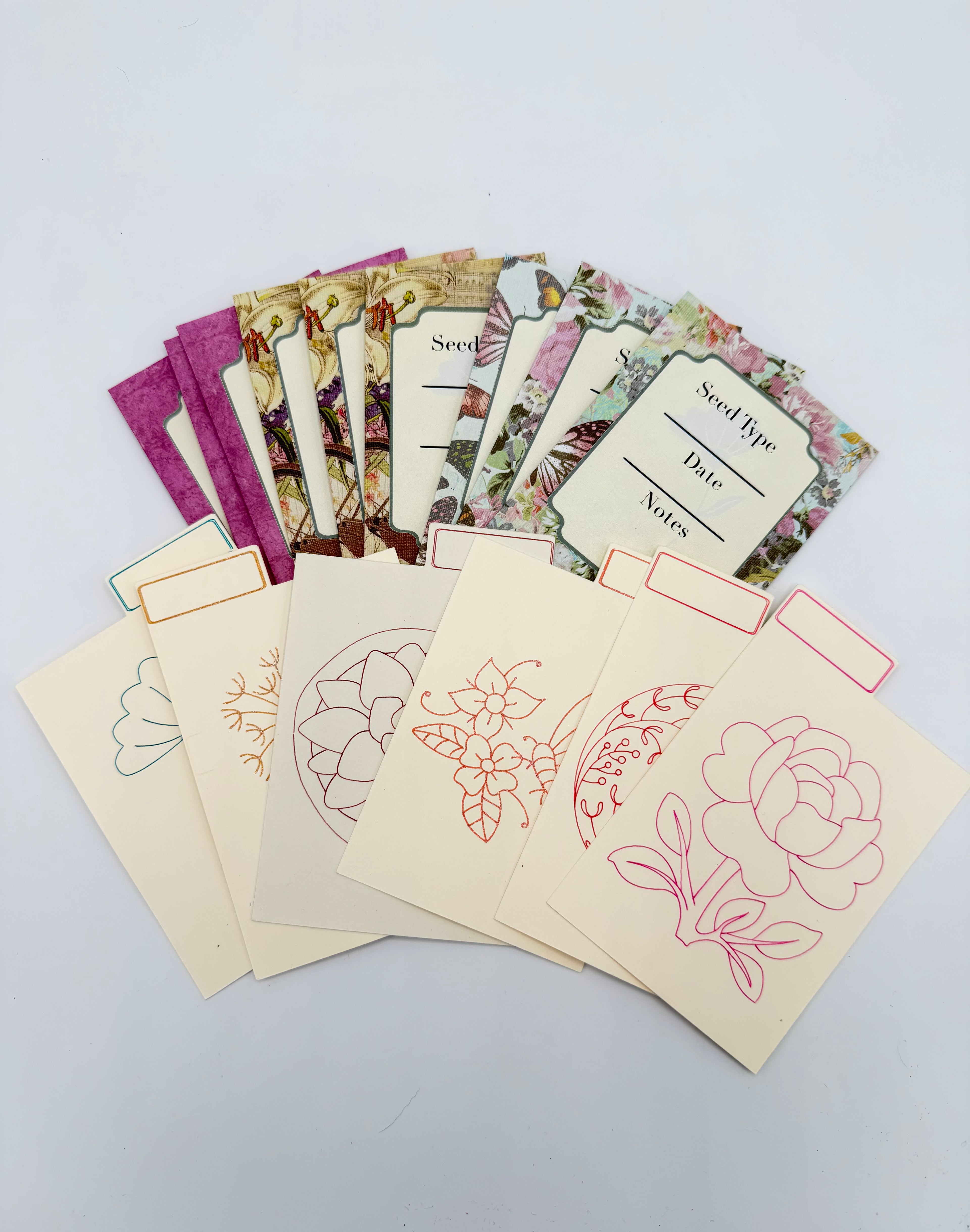 Rustic Pine Wood Seed Oragnizer with Seed Packets & Dividers for Garden Seeds