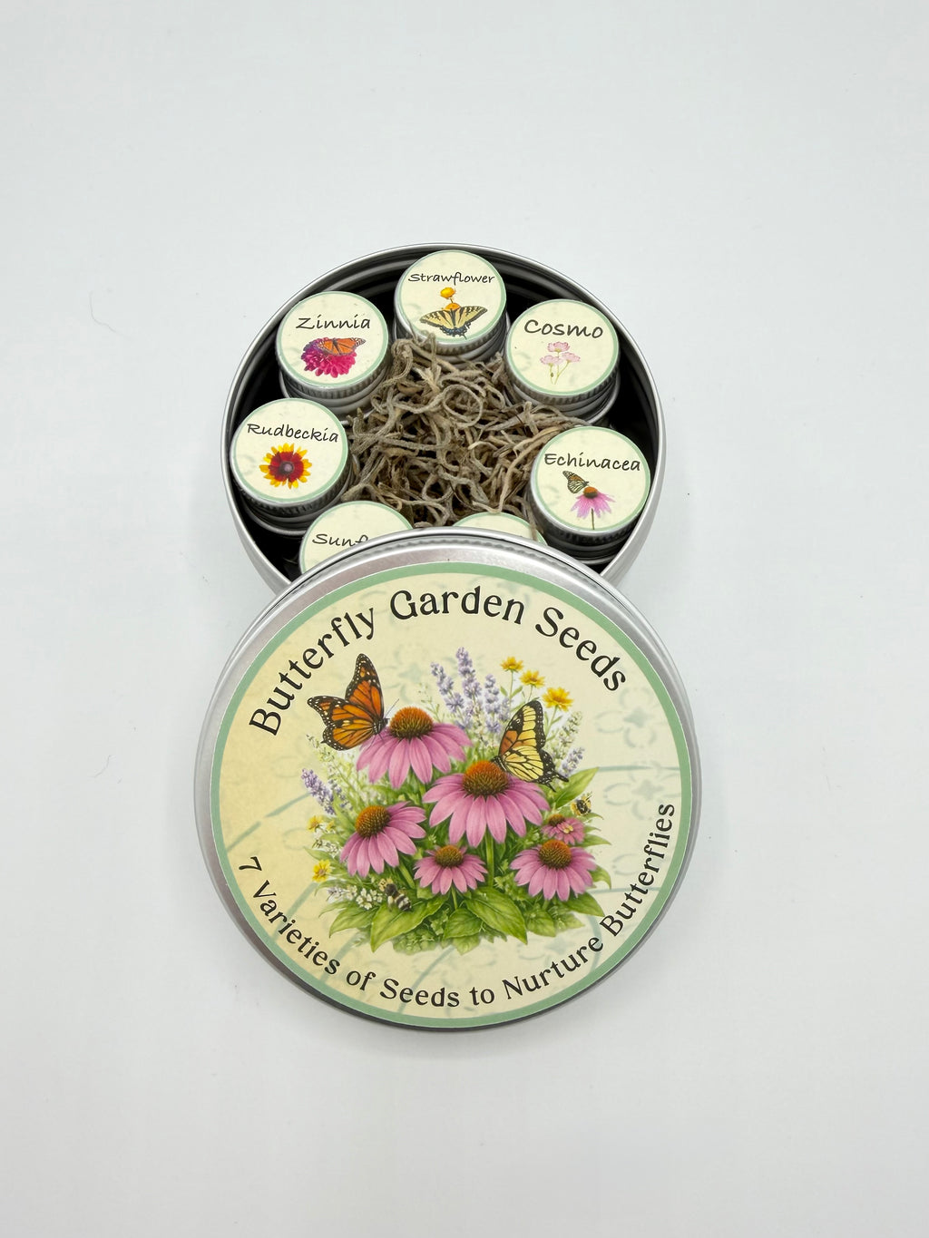 Butterfly Garden Seed Kit – 7 Flower Seeds in Mini Jars & Gift Tin