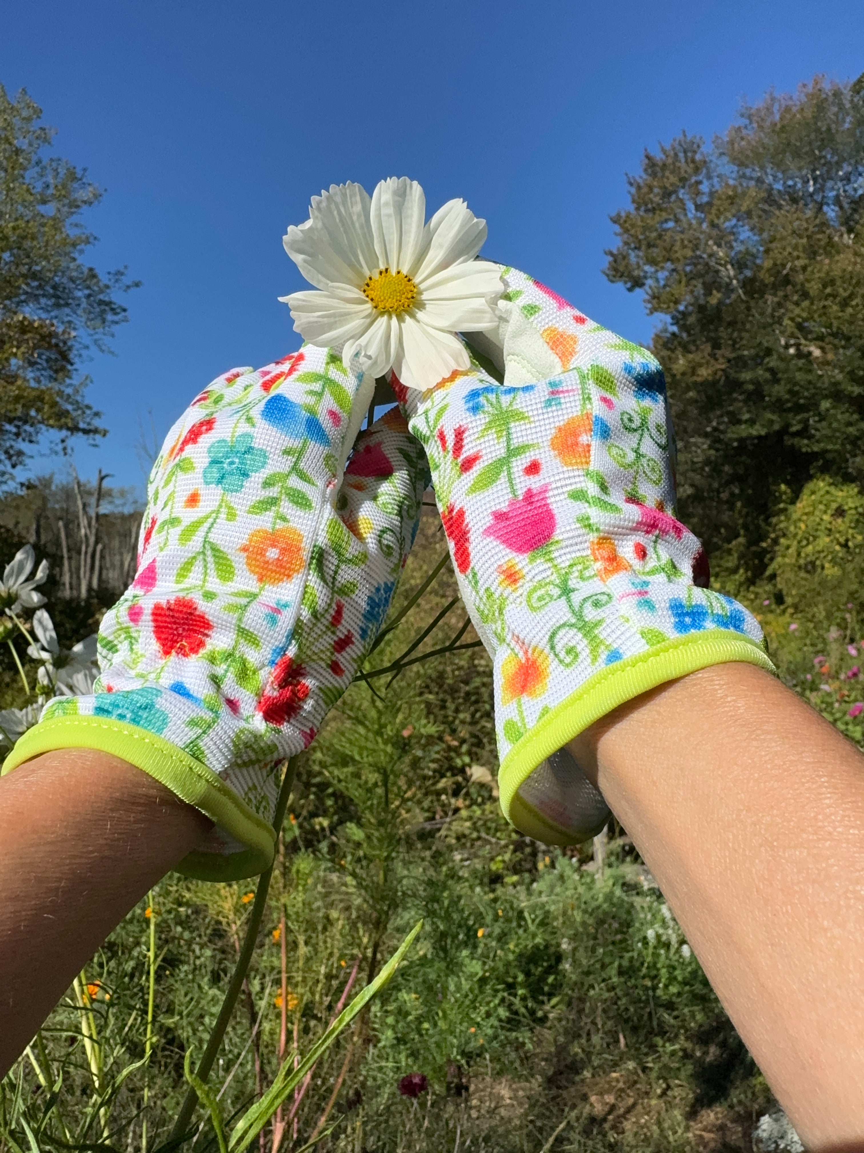 Floral Garden Gloves – Synthetic Leather, Small & Medium