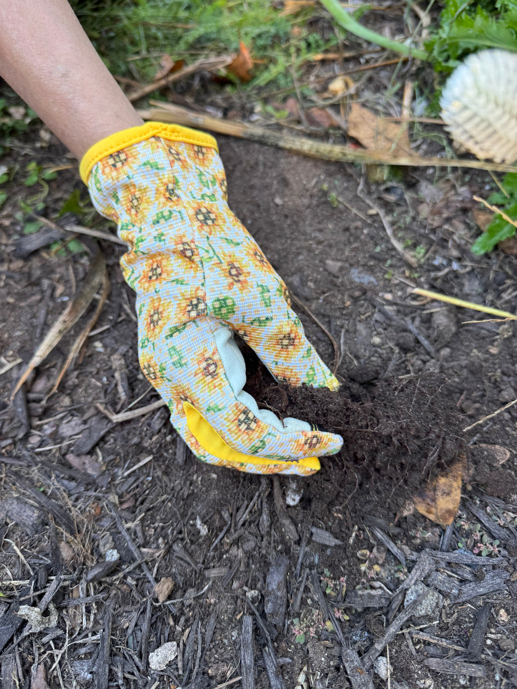 Sunflower Print Garden Gloves for Women – Medium Synthetic Leather