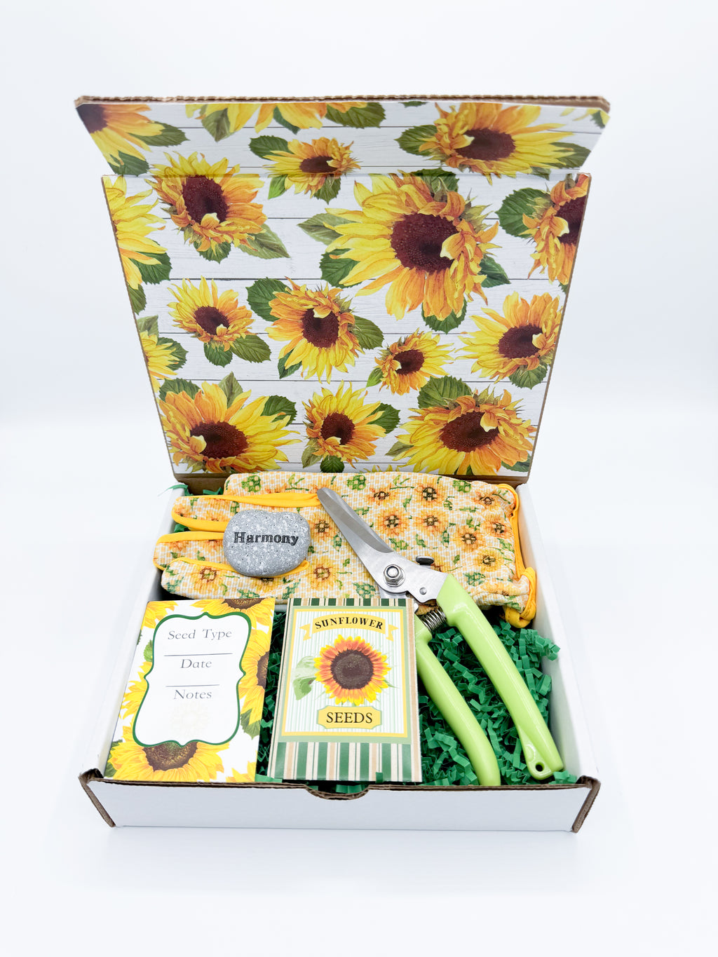 Sunflower Garden Gift Kit – Personalized Seed Packet, Gloves & Shears Set for Garden Lovers