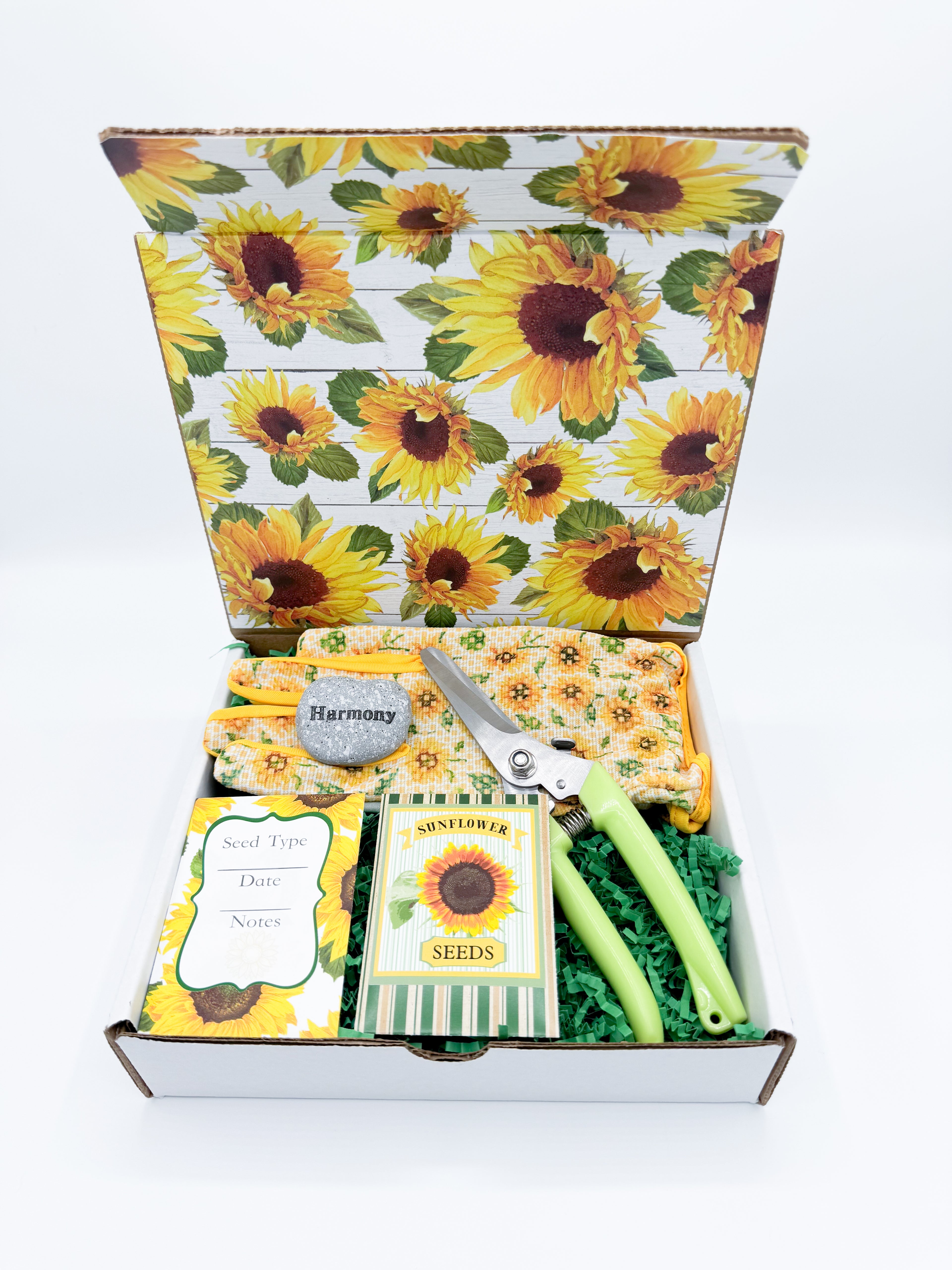Sunflower Garden Gift Kit – Personalized Seed Packet, Gloves & Shears Set for Garden Lovers