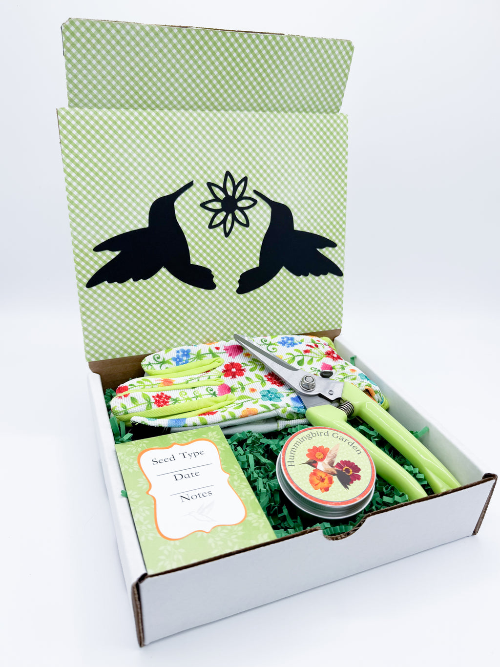 Hummingbird Flower Garden Gift Kit –  Seeds, Garden Gloves, & Tools