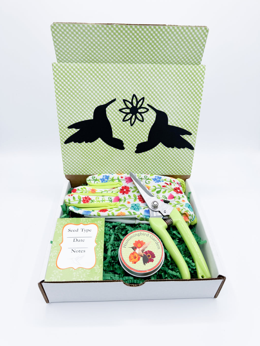 Hummingbird Flower Garden Gift Kit –  Seeds, Garden Gloves, & Tools