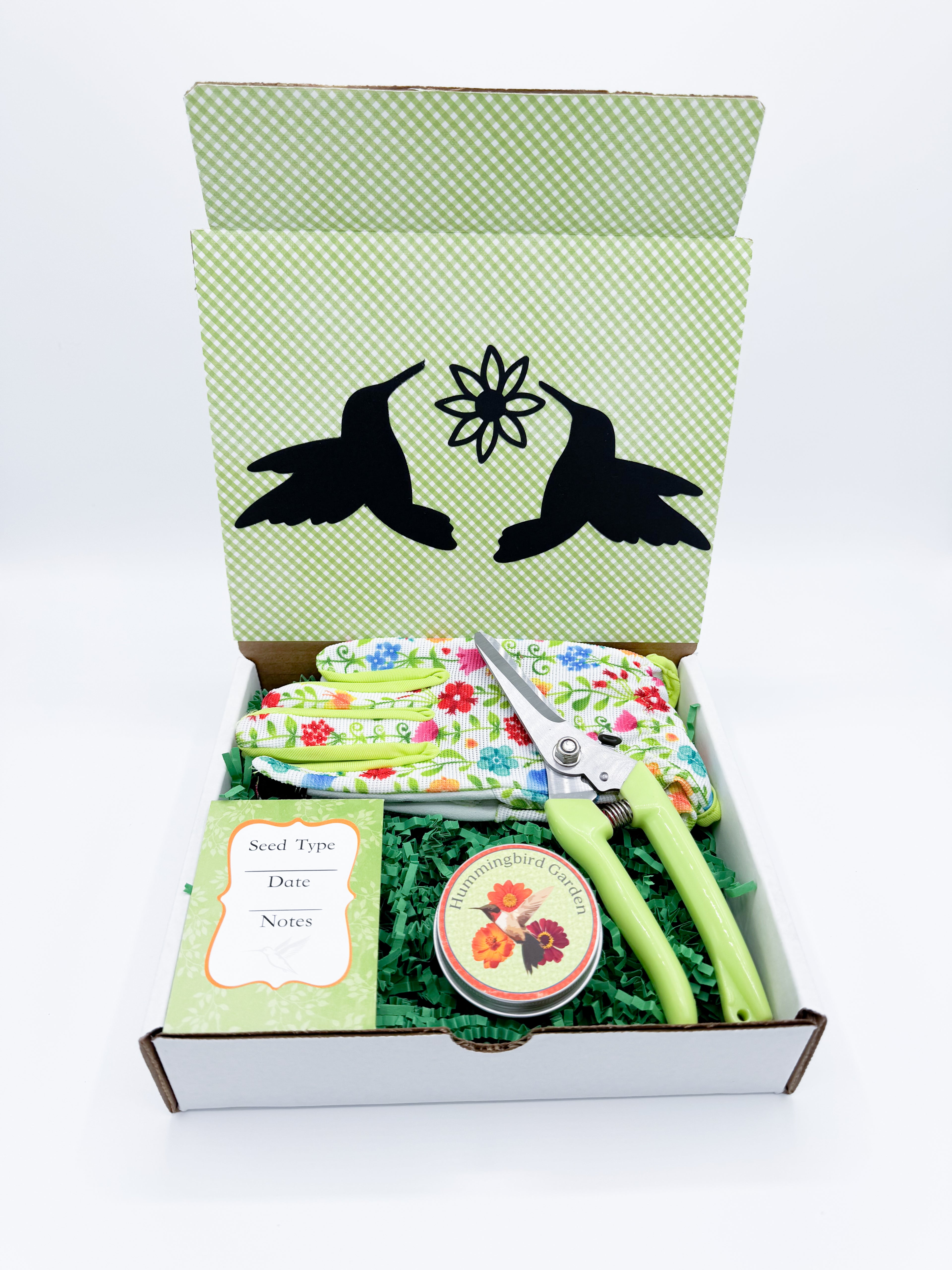 Hummingbird Flower Garden Gift Kit –  Seeds, Garden Gloves, & Tools