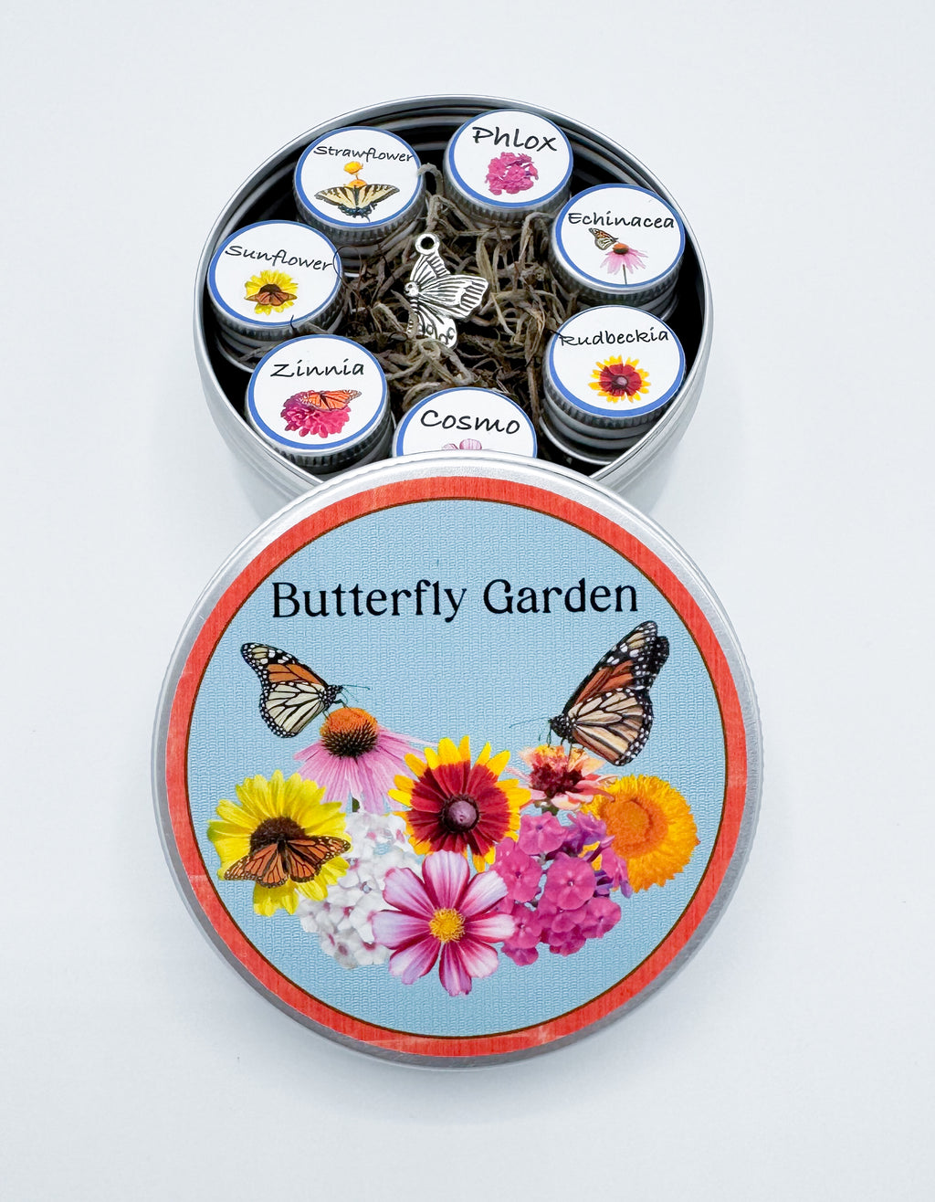 Butterfly Garden Seed Kit – 7 Flower Seeds in Mini Jars & Gift Tin