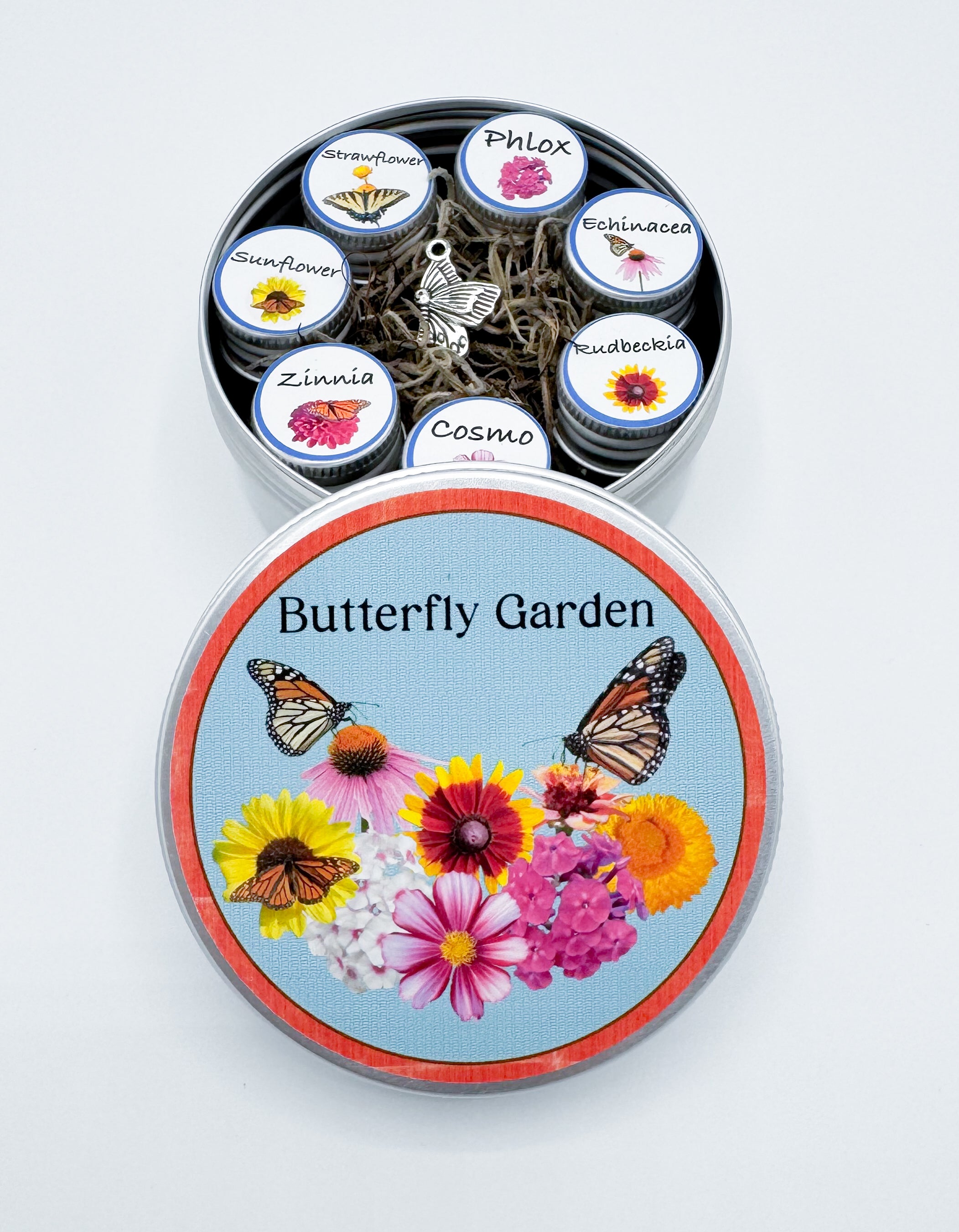 Butterfly Garden Seed Kit – 7 Flower Seeds in Mini Jars & Gift Tin