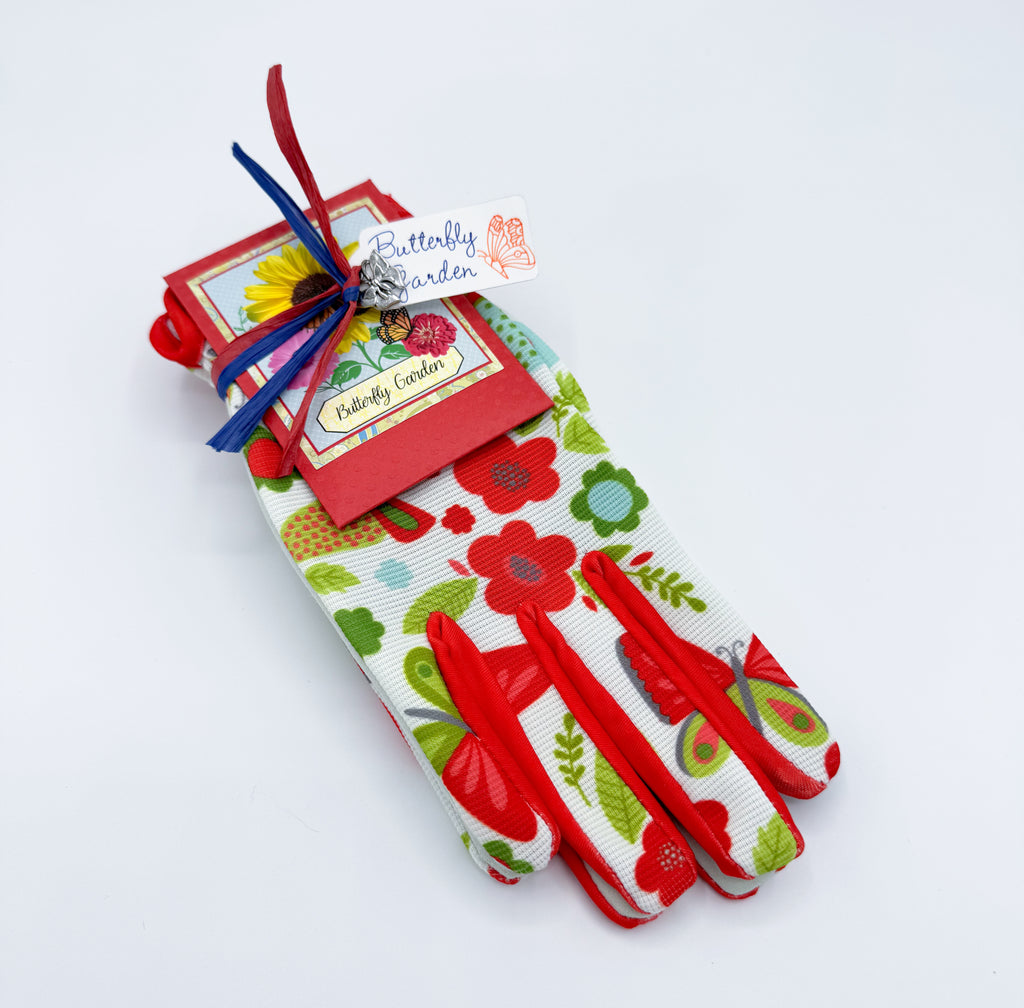 Butterfly Garden Gift Set – Gloves & Flower Seeds for Pollinators, Personalized Gardening Gift