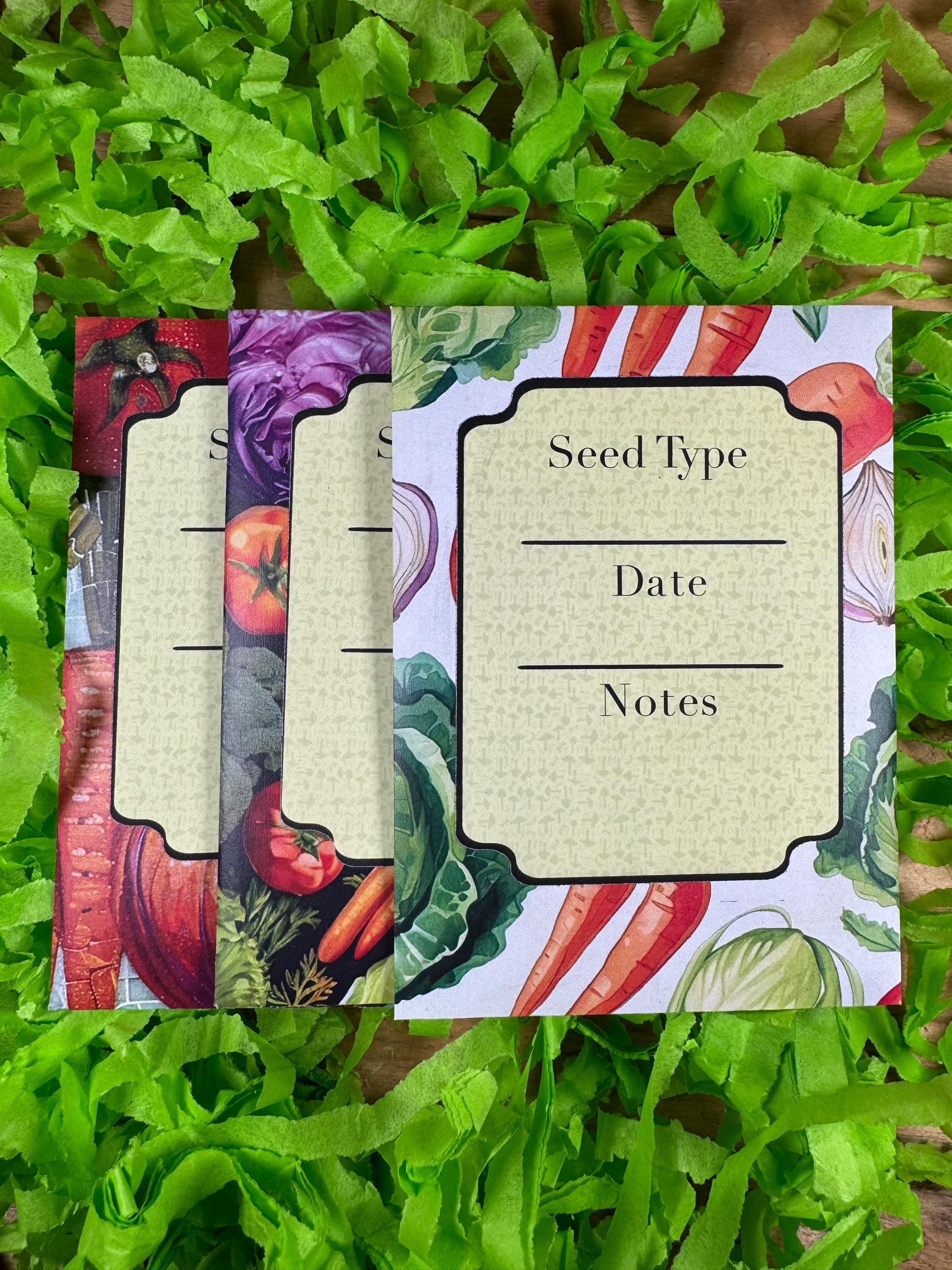 Rustic Pine Wood Seed Oragnizer with Seed Packets & Dividers for Garden Seeds